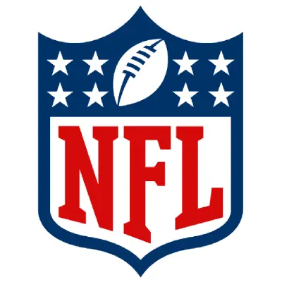 The NFL logo with a football and stars in red, white, and blue.