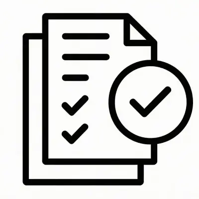 Checklist with a large checkmark symbol.