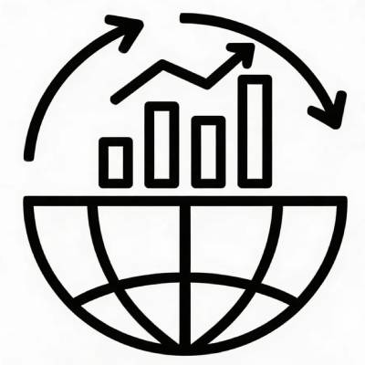 Graph showing global upward and downward trends.