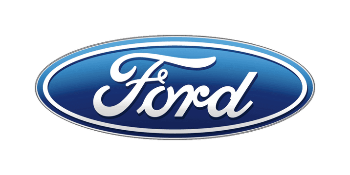 The iconic blue Ford logo with elegant white lettering.