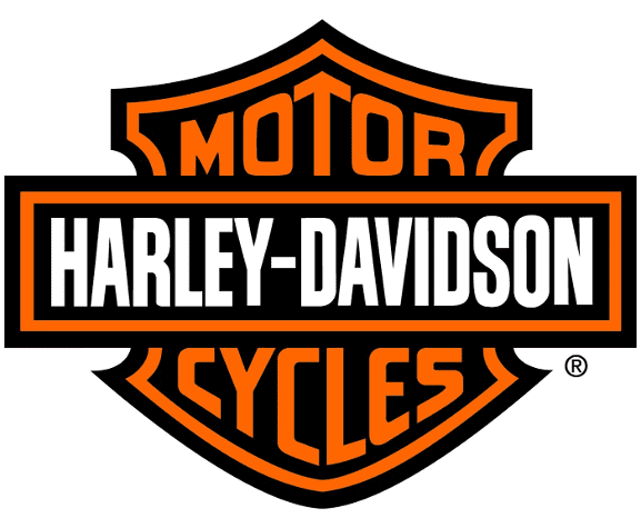 Harley-Davidson logo with bold orange and black colors.