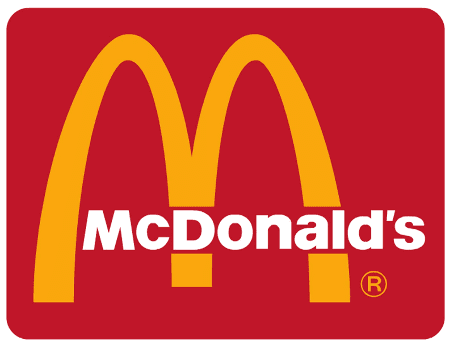 McDonald's logo with iconic golden arches on a red background.