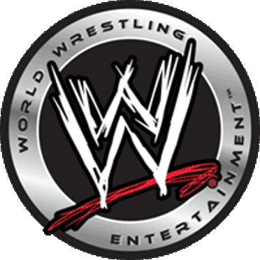 WWE logo with bold letters and circular design.