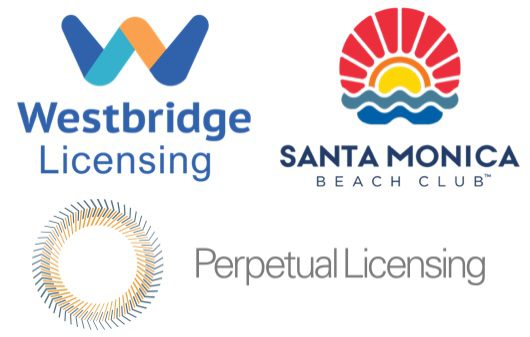 Logos of Westbridge Licensing, Santa Monica Beach, and Perpetual License.