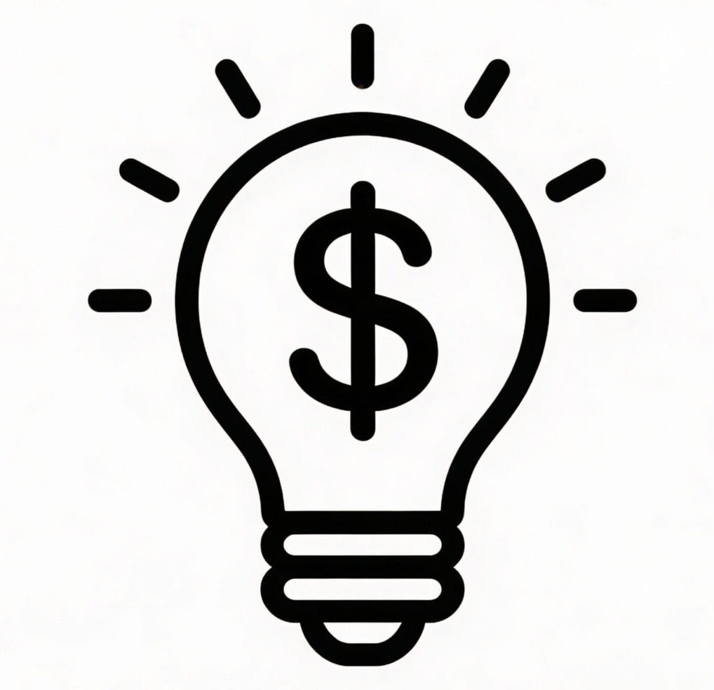 Light bulb with a dollar sign symbolizing bright financial ideas.