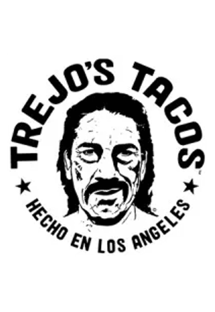 Logo of Trejo's Tacos with a man's face and text.